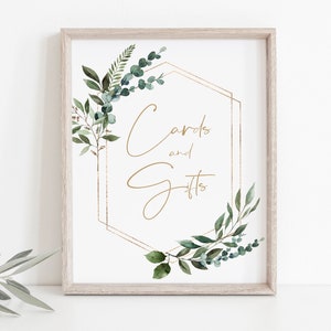 Cards and Gifts Sign, Greenery Cards Table Sign, Wedding gifts Sign, 8x10, Instant Download, TEMPLETT, WLP-GBR 4328