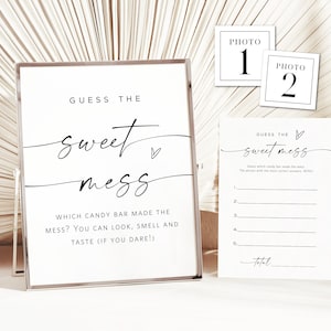 Guess the Sweet Mess, Minimalist Baby Food Game, Baby Food Guessing Game, Baby Shower Game, Edit with TEMPLETT, WLP-LIN 7219