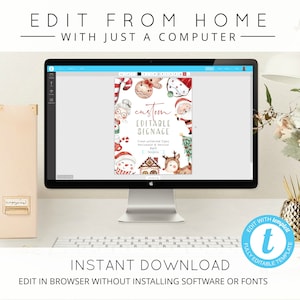 Christmas Cookie Place Card Template, Holiday Party Seating Card, Name Card, Instant Download, Edit with TEMPLETT, WLP-RCO 4530 image 5