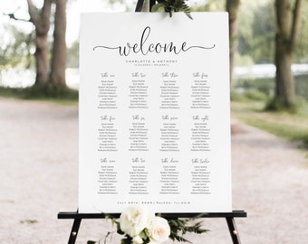 Wedding Seating Chart, Printable Table Seating Chart, Script Seating chart Template, Edit with TEMPLETT, WLP-FAA 2258
