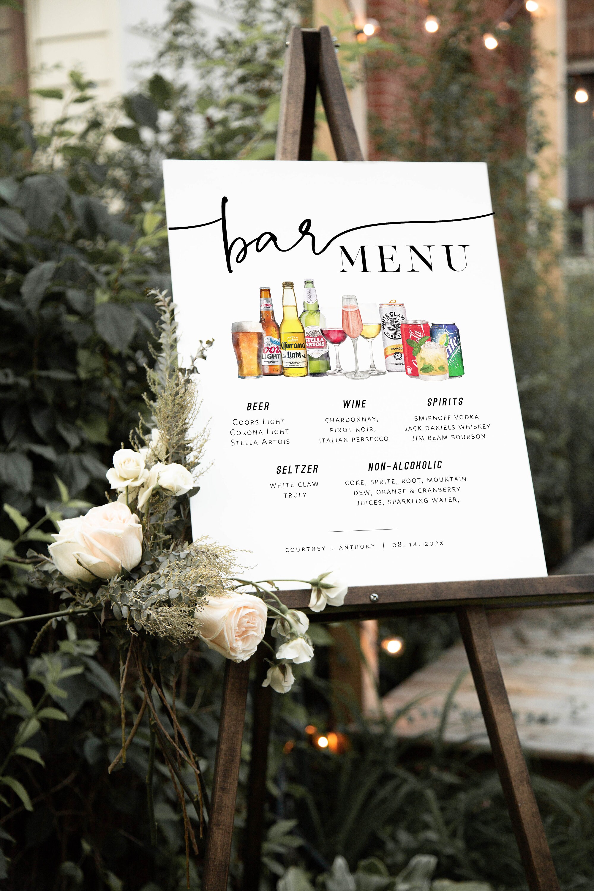 Minimalist Bar Sign, Printable Bar Menu Template, Editable Bar Sign, 4 ...