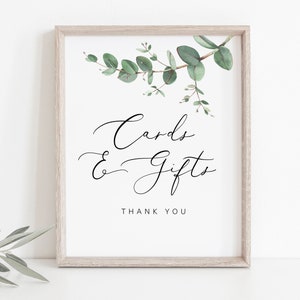 Cards and Gifts Sign, Greenery Cards Sign, Gifts Table Sign, Books and Cards Sign, Greenery Cards and Gifts, TEMPLETT, WLP-EUU 4198