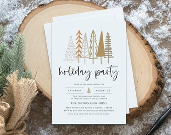 Christmas Invitation, Minimalist Christmas Party Invitation, Christmas Trees Invitation, Instant Download, Edit with TEMPLETT, WLP4480