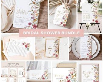 Wildflower Bridal Shower Invitation Bundle, Printable Bridal Shower Invitation + Games, Bridal Shower Decoration Set, TEMPLETT, WLP-WIL 4686