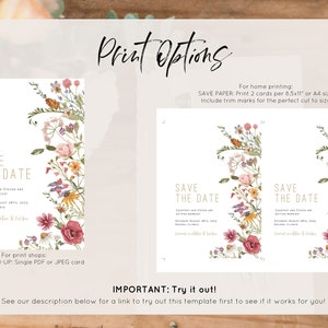 Wildflower Save the Date, Floral Wedding Save-the-date Invitation, Wildflower Wedding, Instant Download, Edit w TEMPLETT, WLP-WIL 4765 image 3