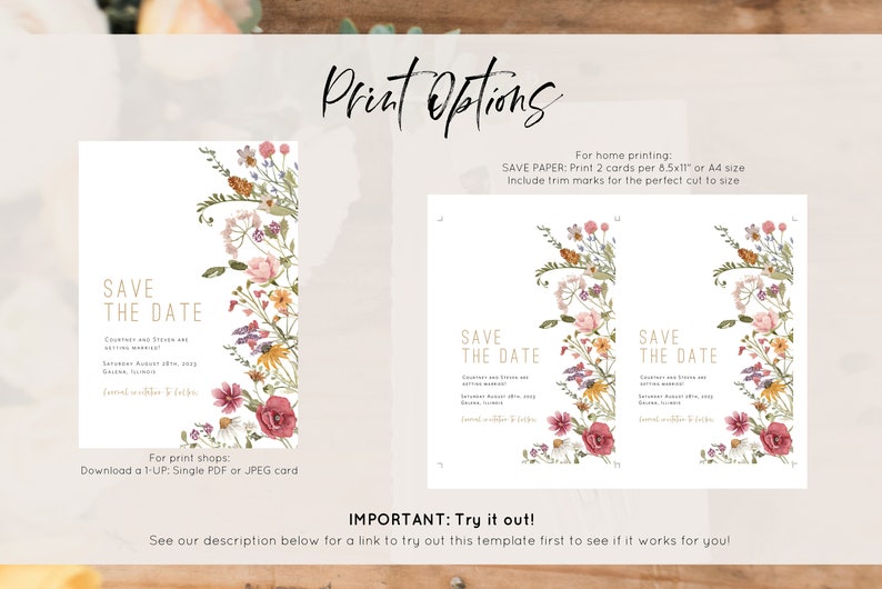 Wildflower Save the Date, Floral Wedding Save-the-date Invitation, Wildflower Wedding, Instant Download, Edit w TEMPLETT, WLP-WIL 4765 image 3