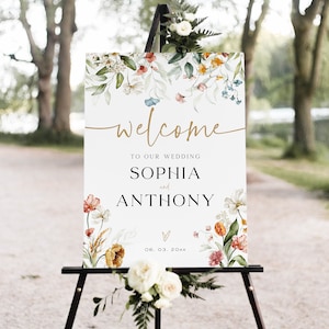 Wildflower Wedding Welcome Sign, Templett Welcome Poster, Printable Floral Wedding Welcome, Spring Welcome sign, TEMPLETT, WLP-DUT 5794