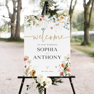 Wildflower Wedding Welcome Sign, Templett Welcome Poster, Printable Floral Wedding Welcome, Spring Welcome sign, TEMPLETT, WLP-DUT 5794