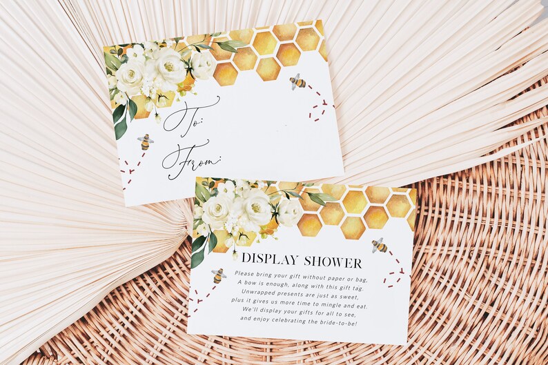 Bee Display Shower Card, Enclosure Card Set, No Wrap Insert Card,floral ...