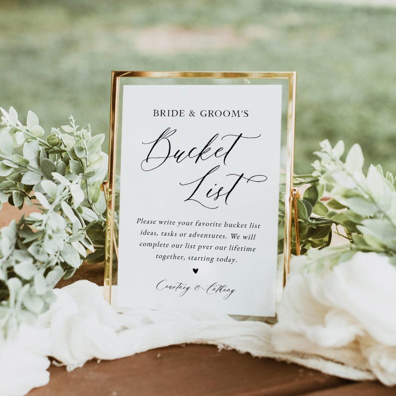 Minimalist Bucket List Sign, Wedding Bucket List Sign, Guestbook ...