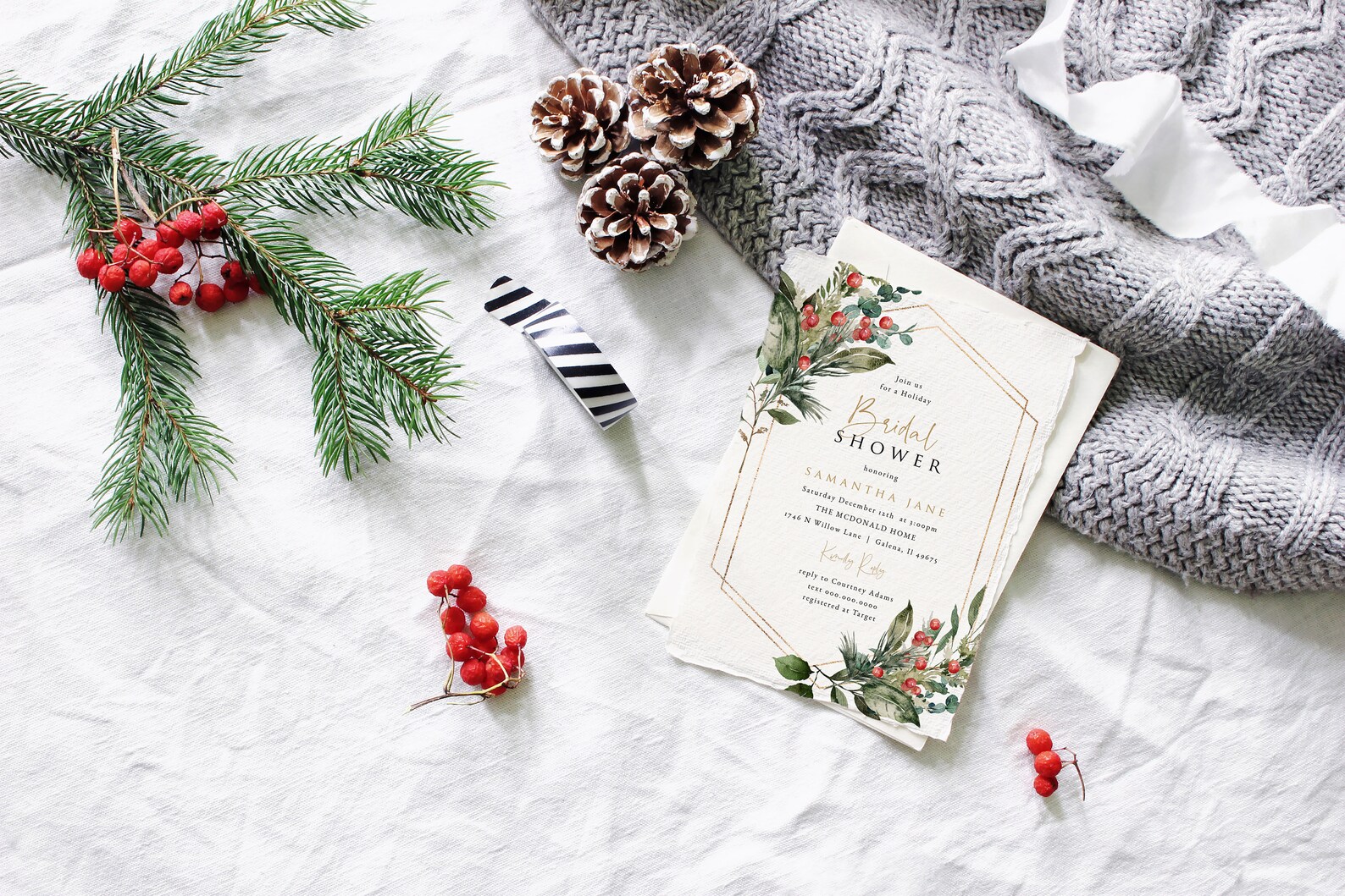 Christmas Bridal Shower Invitation Bridal Shower Invitation Etsy