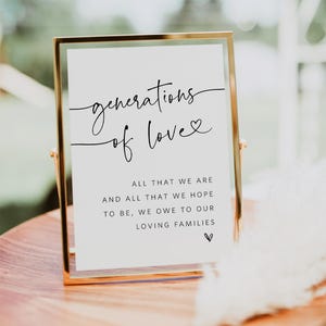 Generations of Love Sign, Minimalist Wedding Sign, All that We Hope To Be,Modern Wedding Reception Sign, TEMPLETT, WLP-PAL 7576