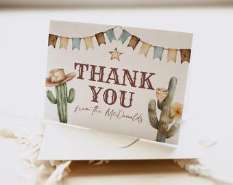 Cowboy Thank You Card Template, Wild West Thank You Card Printable, Thank you Card, Western Thank You, Edit with TEMPLETT, WLP-BCO 8122
