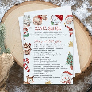 Santa Switch Gift Exchange Game, Secret Santa Game, Santa Switch Game Card, Christmas Party Game, TEMPLETT, WLP-RCO 6861
