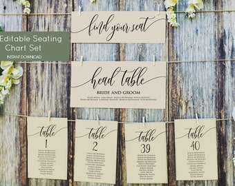 Wedding Seating Chart Template, Wedding Seating Chart Printable, Wedding Seating Cards, Instant Download, TEMPLETT, WLP-SOU 913