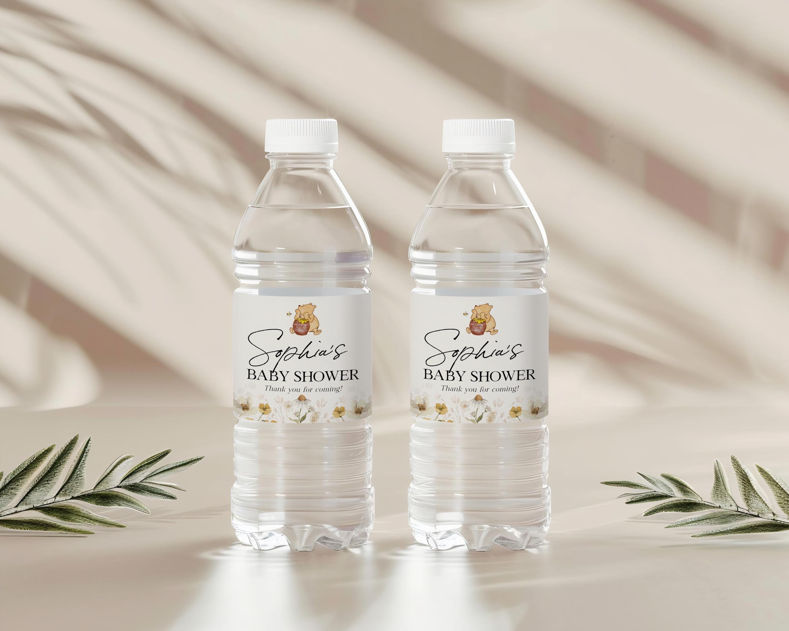 Winnie the Pooh Waterbottle Label, Printable Water Bottle Label, Editable Text Water Bottle Label, Pooh Baby Shower, WLP-PFL 8220