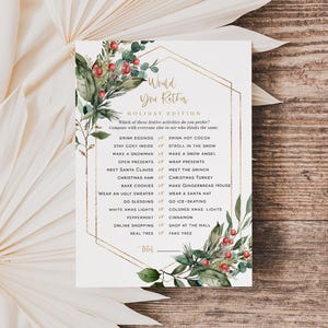Christmas Edition Would You Rather, Holiday Party Game, Printable Would You Rather Game, Christmas Game Card, TEMPLETT, WLP-CHG 8054