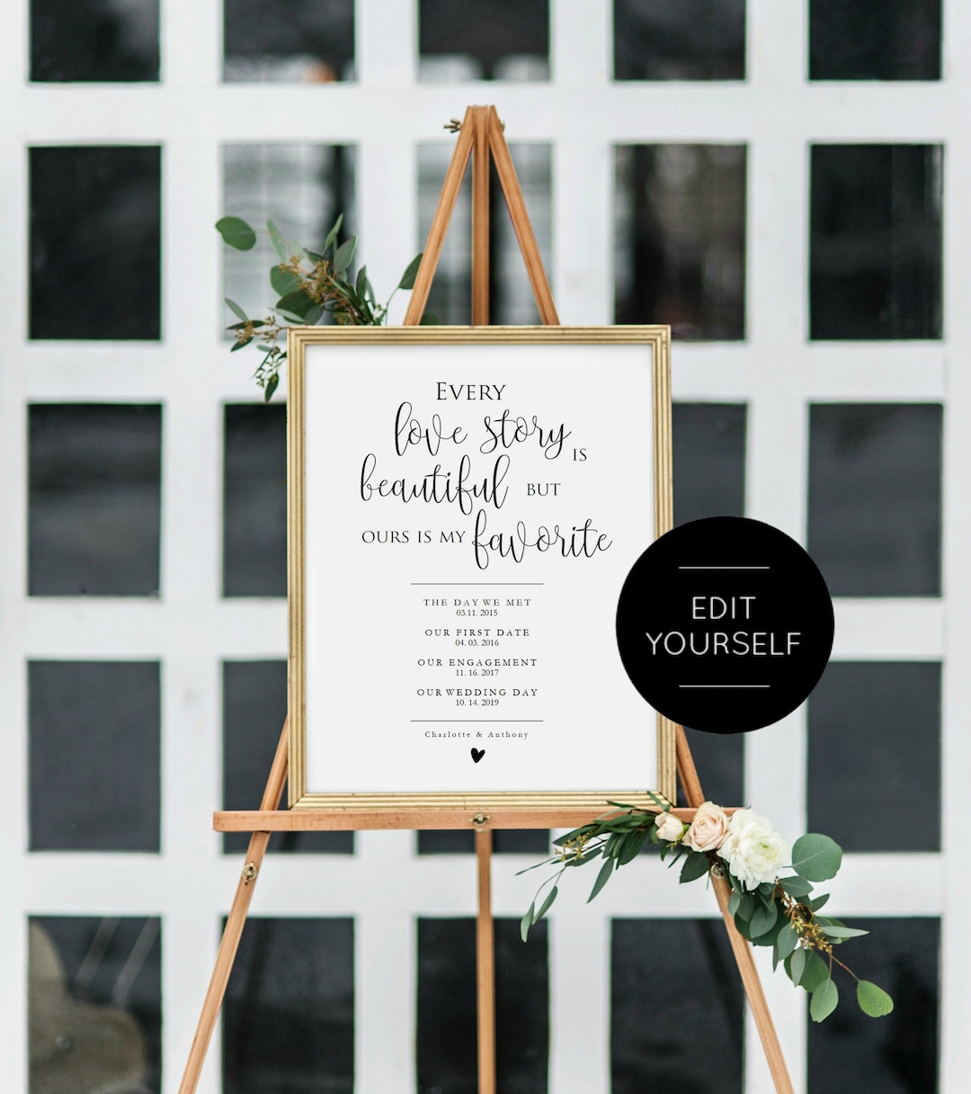 Love Story Sign, Wedding Love Story, Printable Wedding Love Story Poster, 3 Sizes, Instant ...