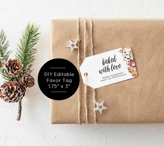 Christmas Cookies Tag Template, Printable Cookie Exchange Tags, Instant Download, Personalized Tags, Edit with TEMPLETT, WLP-CHT 1176