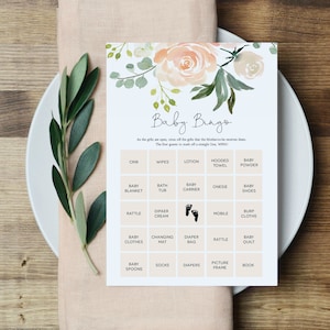 Peach  Baby Bingo, Peach Baby Shower Game, Printable Bingo Cards, Editable Bingo Card, Edit with TEMPLETT, WLP-PEA 2626