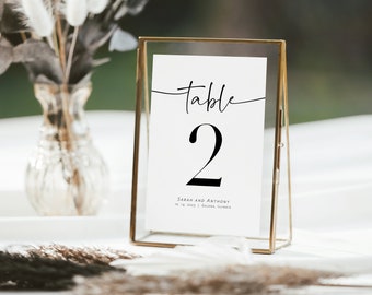 Numéros de table de mariage minimalistes, numéros de table modernes, numéros de table Templett, numéros de table de réception, 5 x 7, 4 x 6, 3 x 5, WLP-PAL 4880