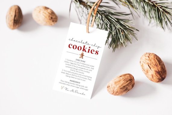 Cookie Mix In a Jar Tag, Christmas Cookies Tag, Printable Recipe Favor Tag, Christmas Gift Tag, Editable Recipe Tags, TEMPLETT, WLP-CTA 6752