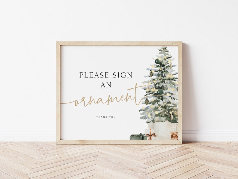 Sign an Ornament, Ornament Guestbook Sign, Christmas Guestbook Sign, Holiday Shower Sign, Edit with TEMPLETT, WLP-GTR 6036 image 1