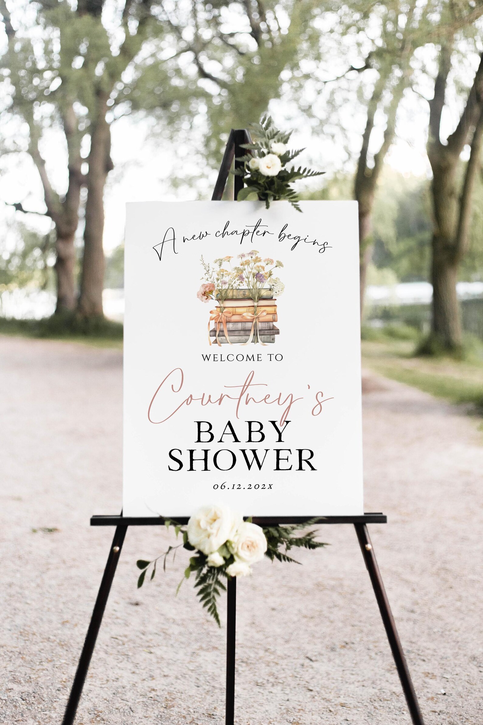 First Chapter Welcome Sign A New Chapter Begins Welcome Sign Poster, Storybook Baby Shower Welcome ...