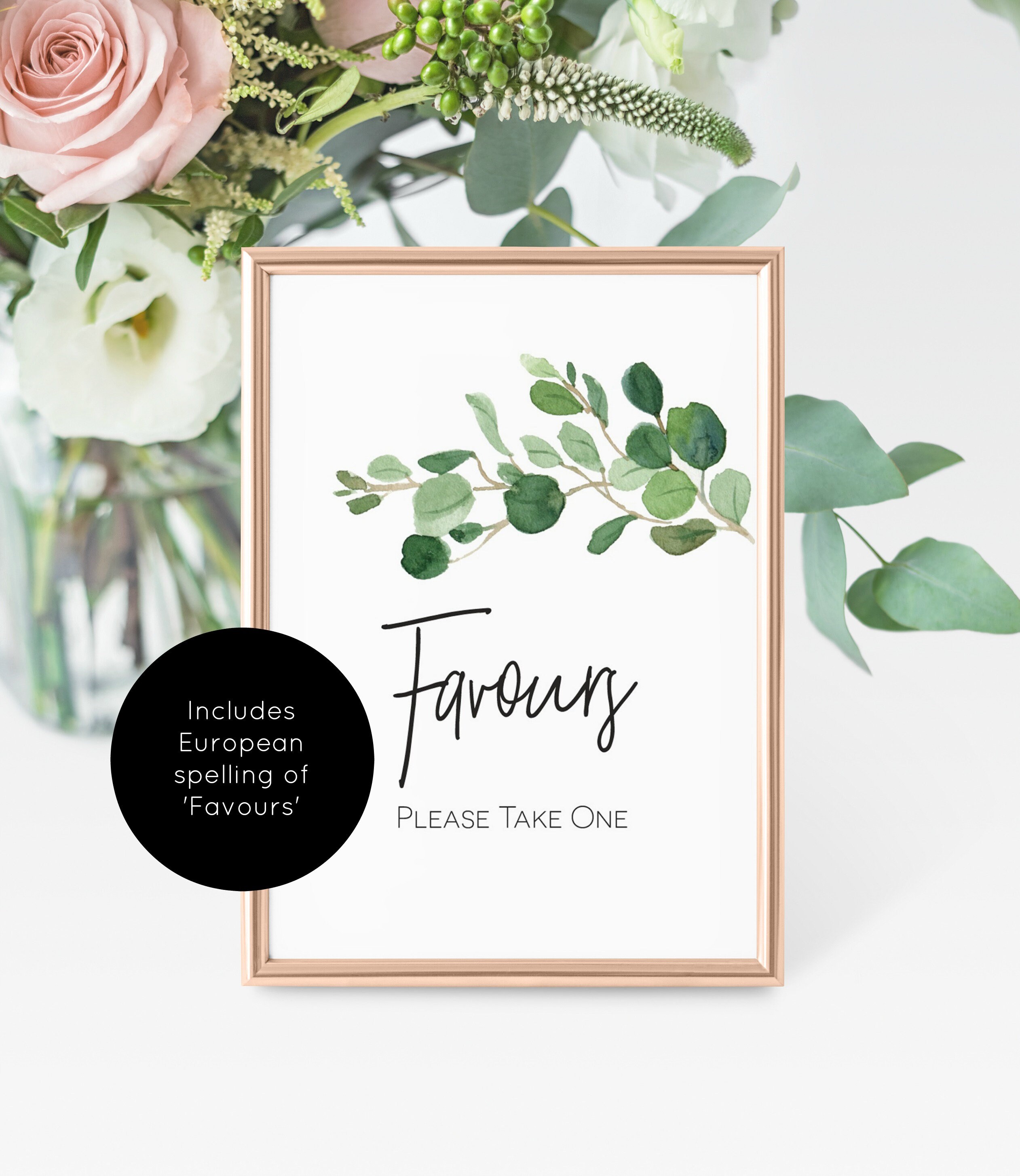 Greenery Favors Sign Printable Favors Sign Template Greenery | Etsy