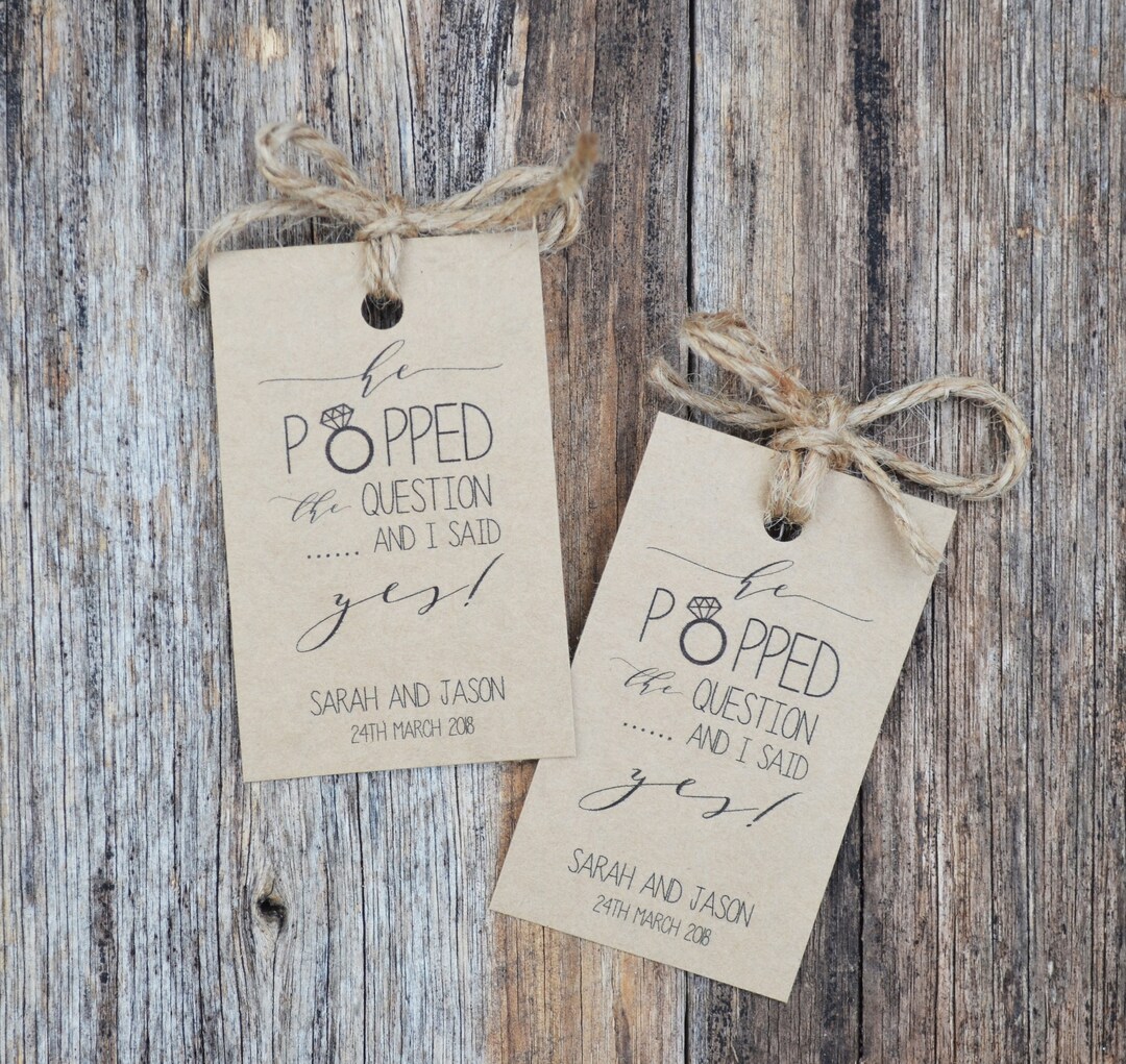 Bridal Shower Favor Tags, Printable He Popped the Question Gift Tags ...
