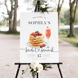 Pancake Brunch Welcome Sign Poster, Shower Welcome Sign, Editable Welcome Sign Template, Instant Download, Edit with TEMPLETT, WLP-PAN 5770
