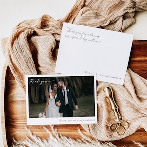 Photo Thank You Card, Minimalist Wedding Thank You Card, Calligraphy Thank you Card, Editable Template, with TEMPLETT, WLP-LIN 7318