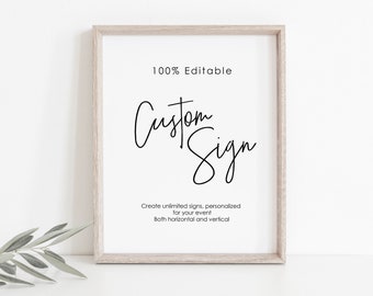 Editable Custom Wedding Sign Template, Modern Wedding Sign, Bridal Shower Sign, Vertical + Horizontal, Create Unlimited Signs, WLP-PEN 2116