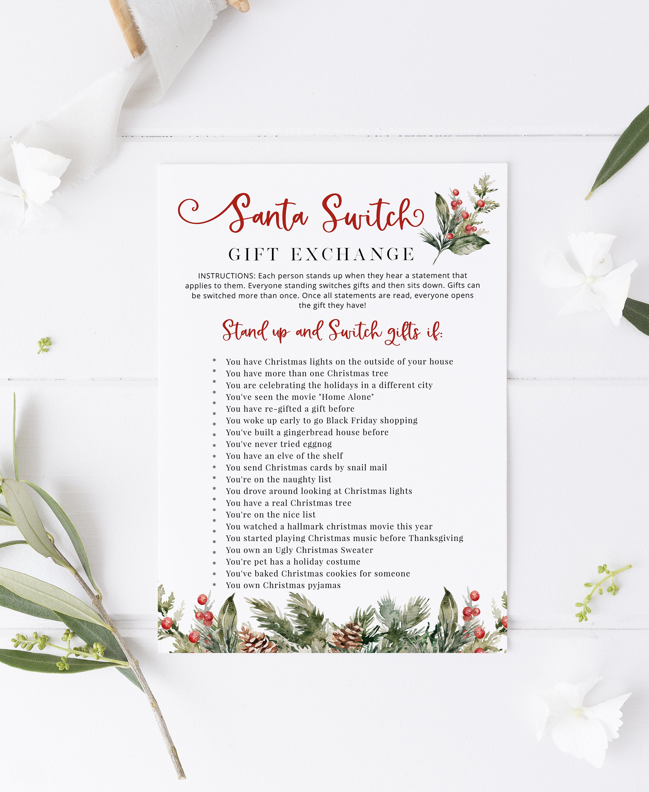 Santa Switch Gift Exchange Game, Secret Santa Game, Santa Switch Game ...