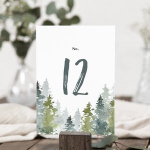 Pine Trees Table Numbers, Greenery Table Numbers, 5x7, 4x6, Table ...