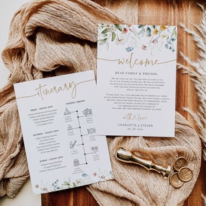 Welcome Letter & Timeline Card, Minimalist Wedding Order of Events, Itinerary Card, Edit with TEMPLETT, Instant Download, WLP-DUT 5604