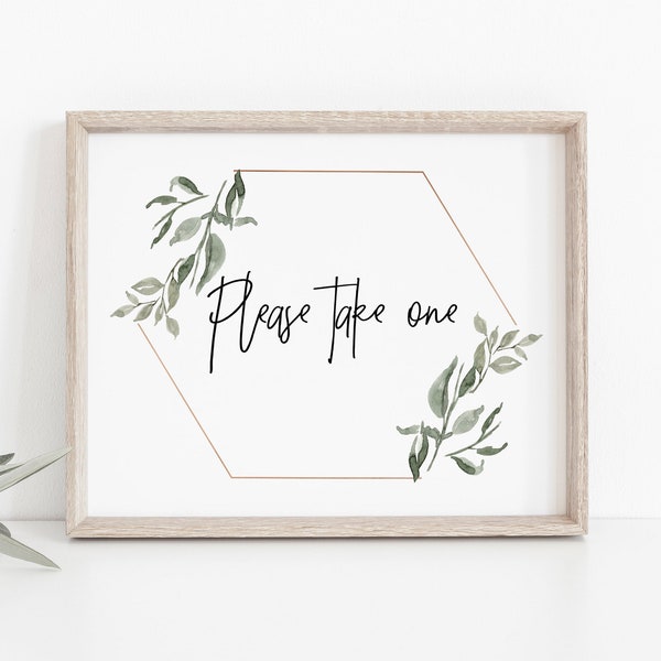Please Take One Sign, Favor Sign Printable, Greenery Please Take One Template, TEMPLETT, WLP-MOD 849