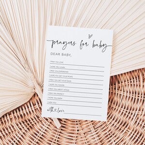 Prayers for Baby Card, Baby Shower Printable, Editable Template ...