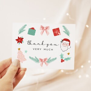 Christmas Thank you Card, Holiday Thank you Card, Instant Download, Xmas Thank You Folded Card Template, TEMPLETT, WLP-CHB 6822