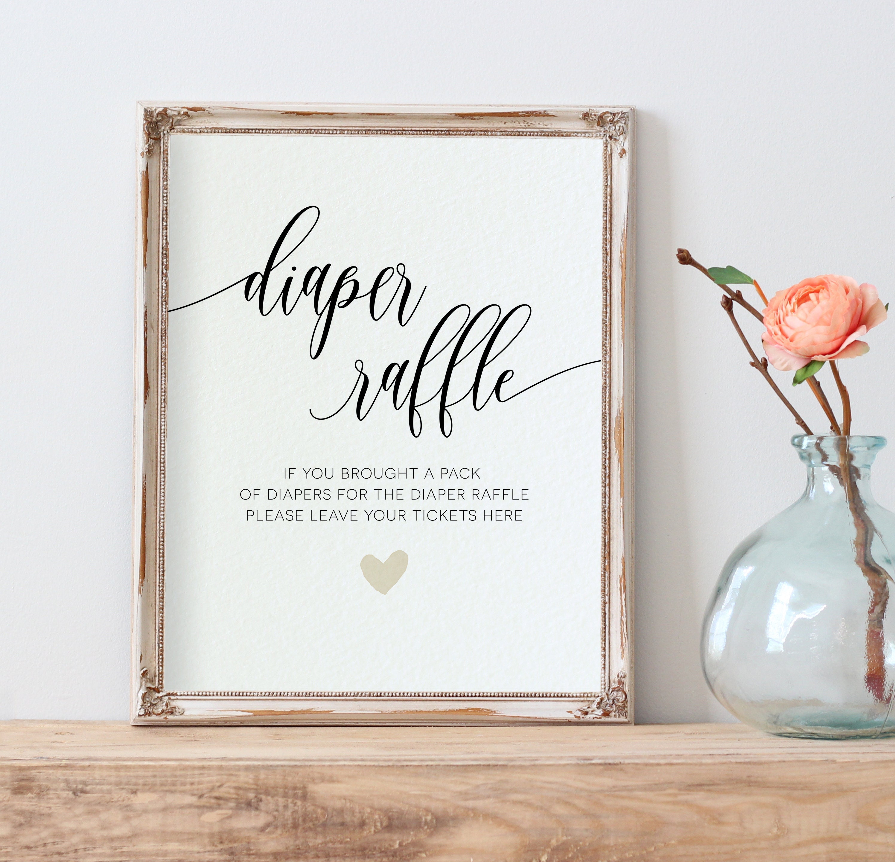 Diaiper Raffle Sign Diaper Raffle Sign, Baby Shower Game Sign, Printable Baby Shower Sign ...