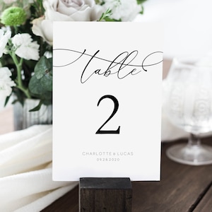 Calligraphy Table Numbers, Script Table Numbers, Reception Table Numbers, Edit with TEMPLETT, 5x7, 4x6, WLP-DAR 2195