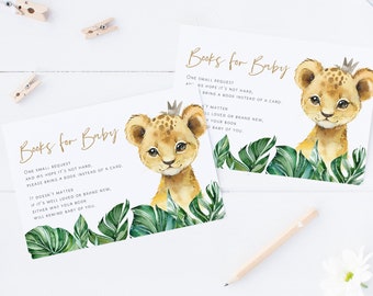 Jungle Books for Baby Card, Enclosure Card Template, Book Request Card, Safari Book Request, Lion Books for Baby, TEMPLETT, WLP-SAF 3347