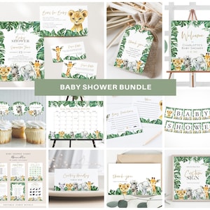 Safari Baby Shower Invitation Bundle, Printable Baby Shower Invitation and Games, Baby Shower Decorations Set, TEMPLETT, WLP-SAF 4722