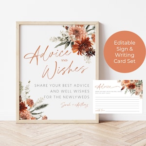 Herfst bruidsadvieskaarten, herfst bruidsadviesbord, advies schrijfkaartensjabloon, adviesbord bruiloft, TEMPLETT, WLP-AUO 7538