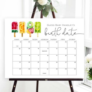 Popsicle Baby Due Date Calendar Game, Guess Baby's Birthday, Summer Editable Baby Prediction, TEMPLETT, Due Date Game, WLP-POP 4239