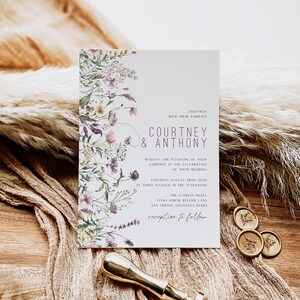 Boho Wedding Invitation, Wildflower Wedding Invitation, Printable Wedding Invite, Instant Download, Edit with TEMPLETT, WLP-PWI 4822
