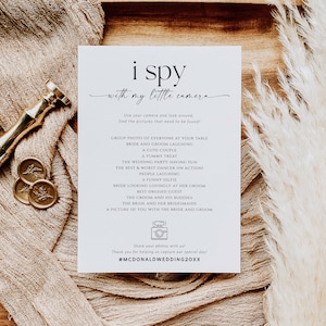 I Spy Wedding Game, Minimalist, Reception Game, Wedding Photo Hunt Game, Wedding Shower Fun Games, Edit with TEMPLETT, WLP-LIN 8191