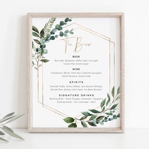 Plaque de menu bar verdure, modèle de plaque de bar verdure, plaque de menu bar imprimable, 8 x 10, plaque bar modifiable, modifier avec TEMPLETT, WLP-GBR 4333