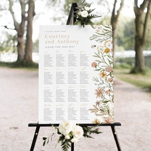 Wildflower Seating Chart, Greenery Printable Seating Chart, Instant Download, Edit with TEMPLETT, Floral Seating Chart Poster, WLP-FWI 5861