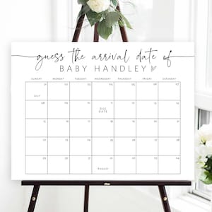 Baby Due Date Calendar Game, Baby Shower Game, Guess Baby's Birth Date, Editable Baby Prediction, Due Date Game, TEMPLETT, WLP-PAL 5547